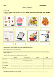 English Worksheet: Module 5 Lesson 2 Eating out 9th form Tunisia