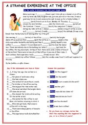 English Worksheet: RC: A strange experience at the office. 