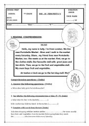 English Worksheet: END OF TERM TEST N2 7th GRADE