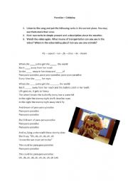 English Worksheet: Paradise - Coldplay Worksheet