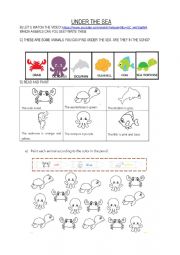 English Worksheet: Under the sea animals