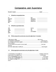 English Worksheet: comparative and superlative 