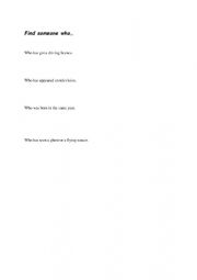 English Worksheet: Communicative task - Find someone who...