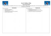 English Worksheet: Hot Air Balloon Writing Assessment Stimulus 