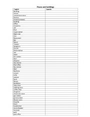 English Worksheet: places and buildings vocabulary