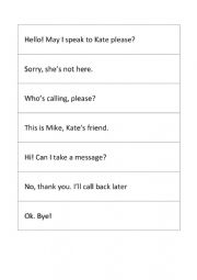 English Worksheet: On the phone