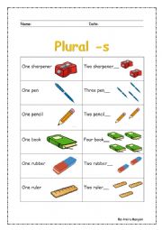 English Worksheet: Plural -s