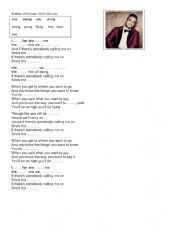 English Worksheet: robbie williams sheï¿½s the one
