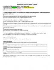 English Worksheet: Noun Groups Rules