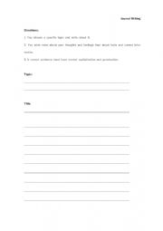 English Worksheet: Journal Writing Form