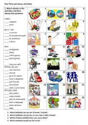 English Worksheet: Free Time and Leisure Activities Vocabulary