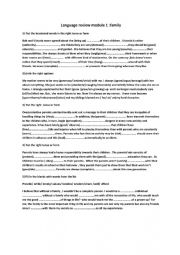 English Worksheet: revision Module 1for 9th forms