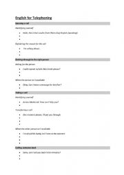 English Worksheet: My English for business telephoning