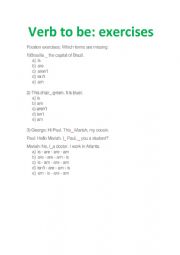 English Worksheet: Verb to be: tense - fixation exercises