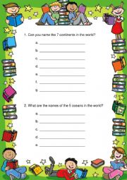 English Worksheet: Landforms Exercise (Land Bodies)