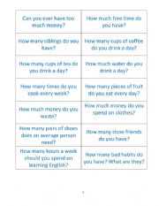 English Worksheet: How much, how many mingle activity.