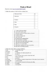 English Worksheet: Top Six Unusual Exotic Fruits from Brazil You�ve Never Heard Of