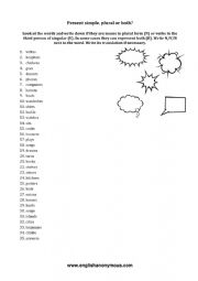 English Worksheet: third person of singular or plural form?