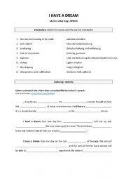 English Worksheet: Martin Luther King Speech