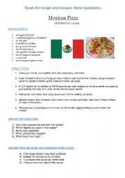 English Worksheet: MEXICAN-STYLE PIZZA
