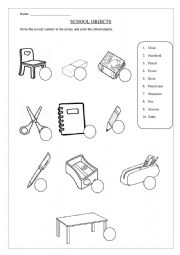 English Worksheet: School objects 