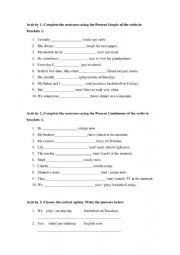 English Worksheet: Present Simple Present Continuous