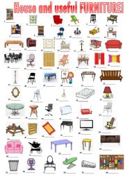 House and useful FURNITURE. Pictionary - Vocabulary + KEY