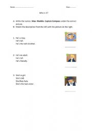 English worksheet: characters from Compass 1