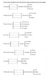 English Worksheet: Three Tense review for 7th and 8th formers (present simple, present continuous and past simple)