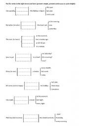 Three Tense review for 7th and 8th formers (present simple, present continuous and past simple)