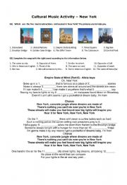English Worksheet: Song Activity - New York (Alicia Keys)