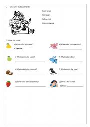 English Worksheet: Colors and school objects