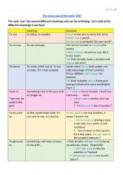 English Worksheet: The many uses of  