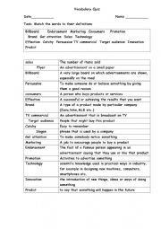 English Worksheet: Advertising vocabulary quiz