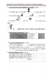 English Worksheet: some revision exercices for the national exam /6th form