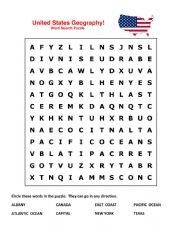 United States Geography Word Search Puzzle!