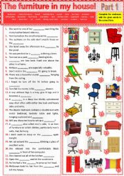 The furniture in my house - Part 1 - Vocabulary + KEY