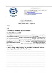 English Worksheet: World travel experience