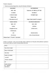 English Worksheet: present a biography