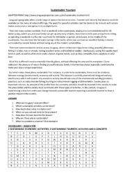 English Worksheet: Sustainable tourism in Uruguay