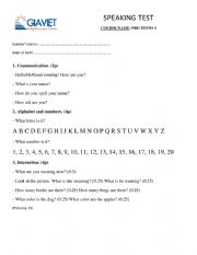 English Worksheet: Speaking Test - PreeTeen