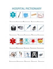 English Worksheet: HOSPITAL PICTIONARY