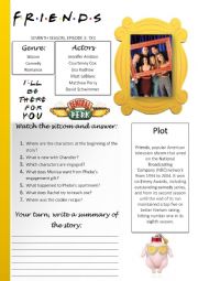 English Worksheet: Friends Sitcom Activity Episode 7x3 