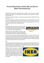 English Worksheet: Business English (Article & Webquest on Amazon, Airbnb, Uber, IKEA)