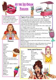 English Worksheet: At the Ice Cream Parlour 