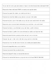 English Worksheet: Oresent perfect game