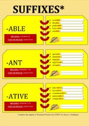 WORD FORMATION FLASHCARDS [adjective suffixes]