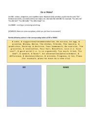 English Worksheet: DO or MAKE