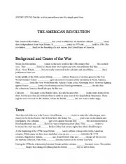 English Worksheet: FILL IN THE BLANK SIMPLE PAST (HISTORY OF AMERICAN REVOLUTION)