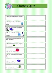 English Worksheet: Clothing Speaking Activity